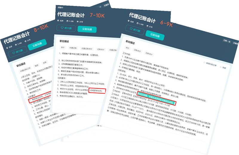 部分崗位要求持有初級會(huì)計(jì)證書