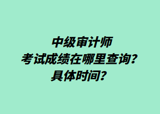 ?中級(jí)審計(jì)師考試成績(jī)?cè)谀睦锊樵?？具體時(shí)間？