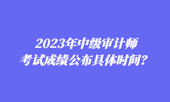 2023年中級審計師考試成績公布具體時間？