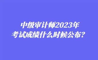 中級審計(jì)師2023年考試成績什么時候公布？