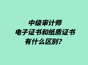 中級(jí)審計(jì)師電子證書(shū)和紙質(zhì)證書(shū)有什么區(qū)別？
