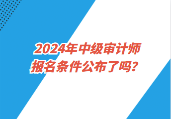 2024年中級審計師報名條件公布了嗎？