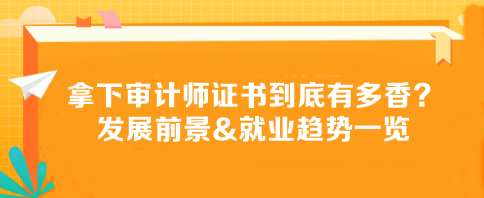 拿下審計師證書到底有多香？發(fā)展前景&就業(yè)趨勢一覽