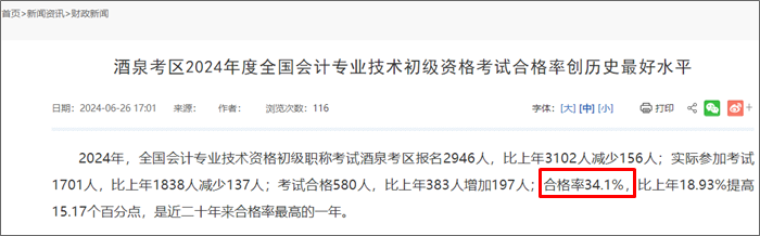 曝光！2024年部分地區(qū)初級會計考試合格率公布 合格率有所上升？