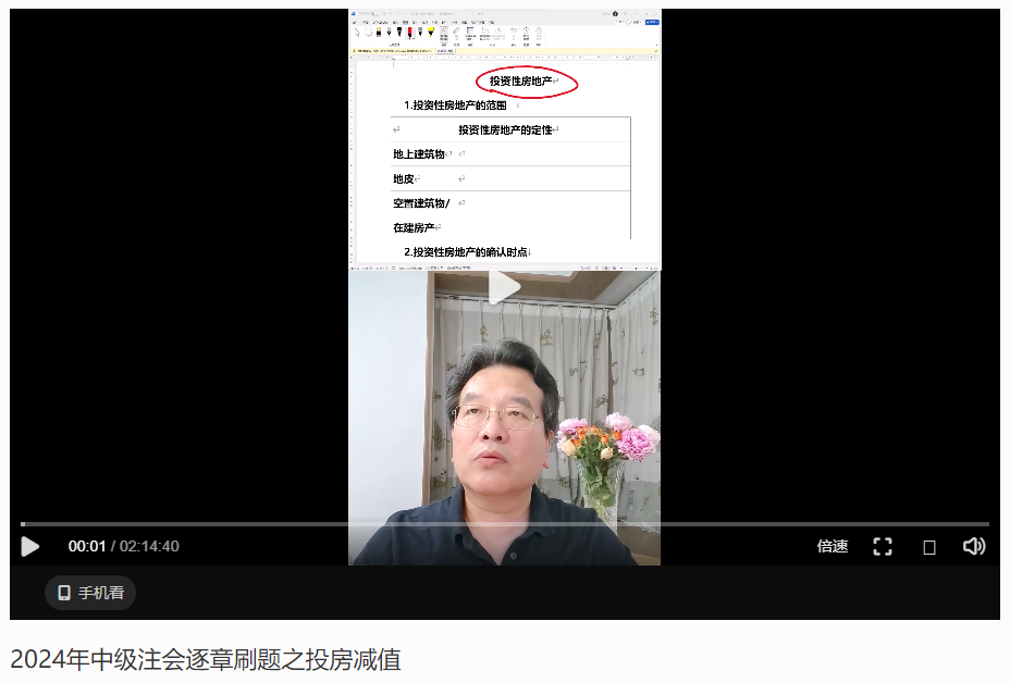 高志謙老師：注會(huì)《會(huì)計(jì)》逐章刷題講義-投資性房地產(chǎn)、資產(chǎn)減值