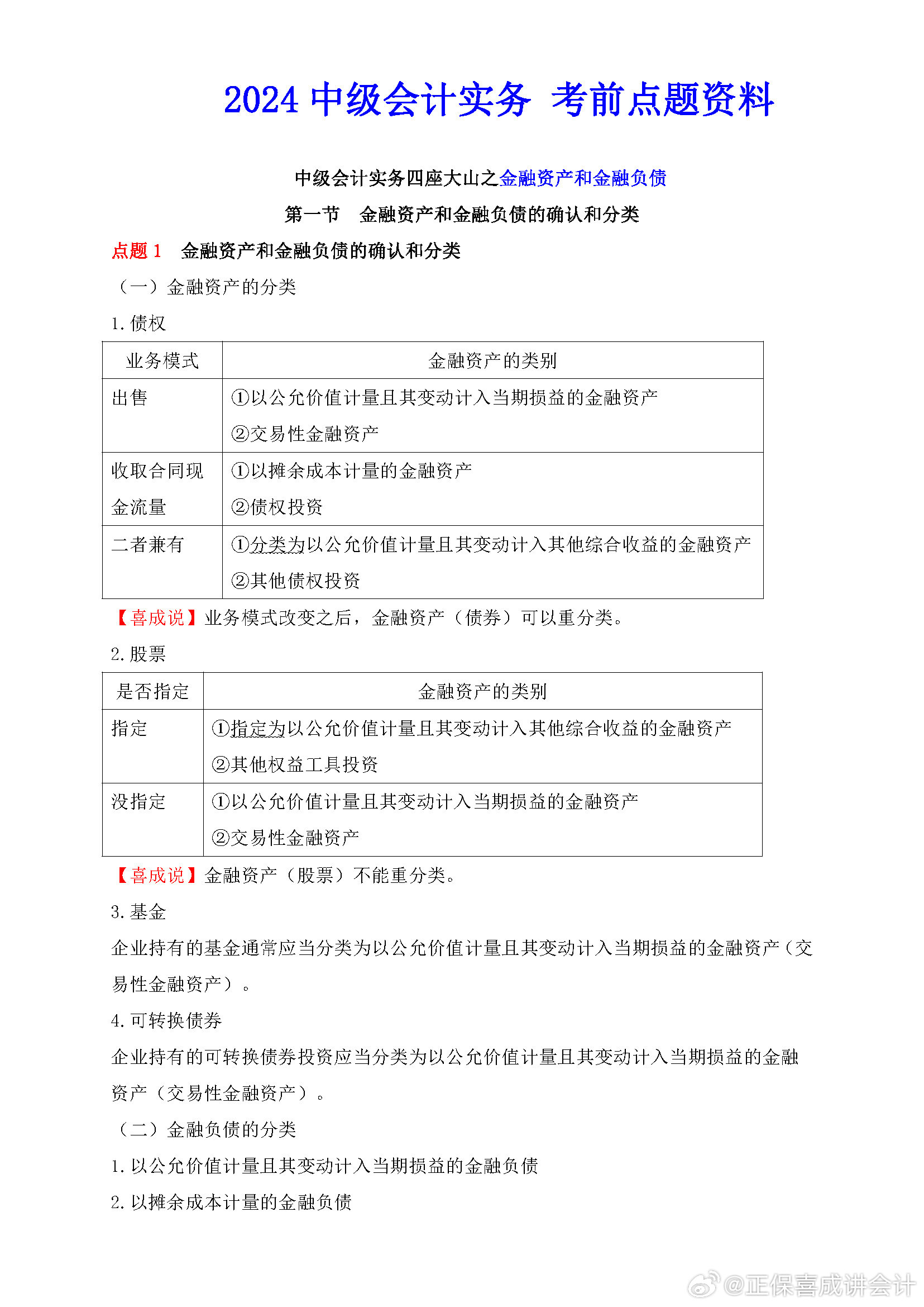 喜成2024年中級會計實(shí)務(wù)主觀題預(yù)測 這些考點(diǎn)再看一遍！