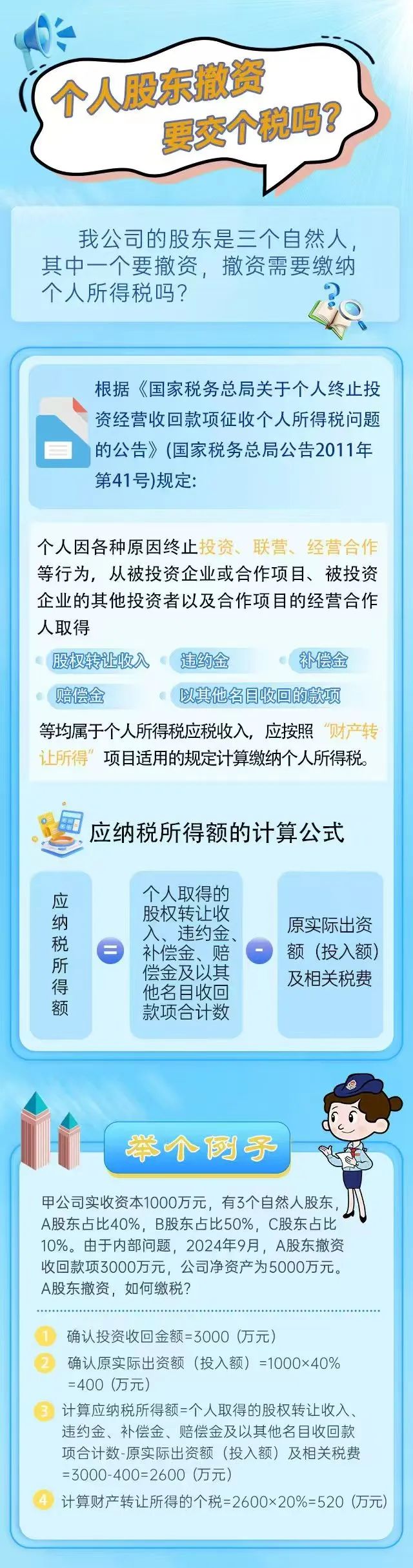 個(gè)人股東撤資要交個(gè)稅嗎？