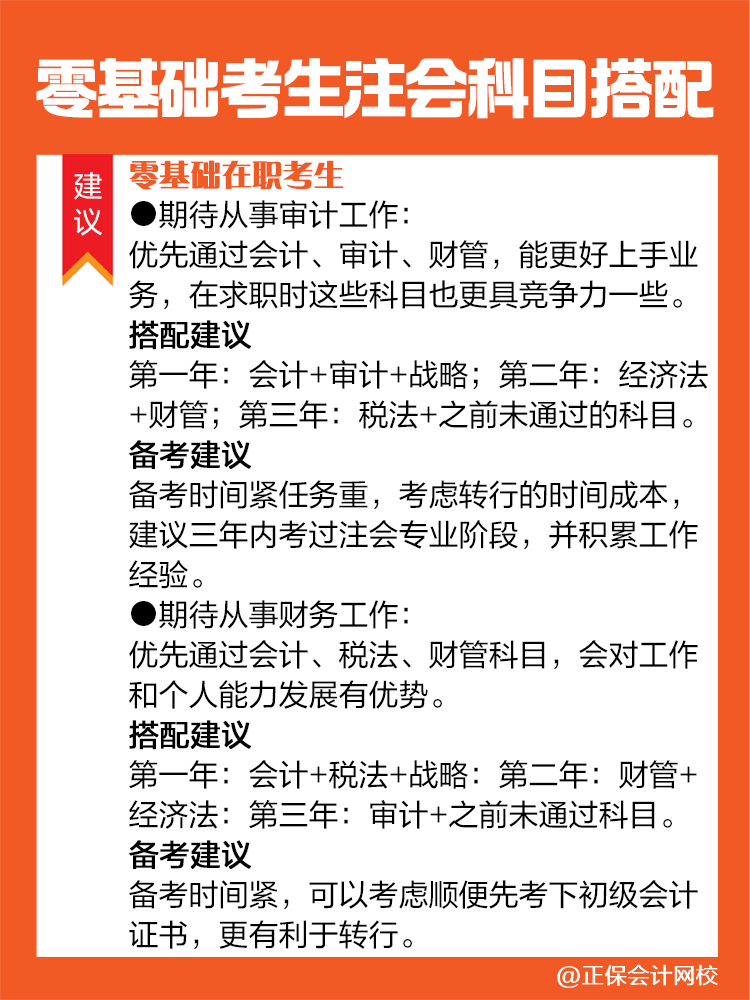 不同情況的零基礎(chǔ)考生備考注會建議這樣進(jìn)行科目搭配！