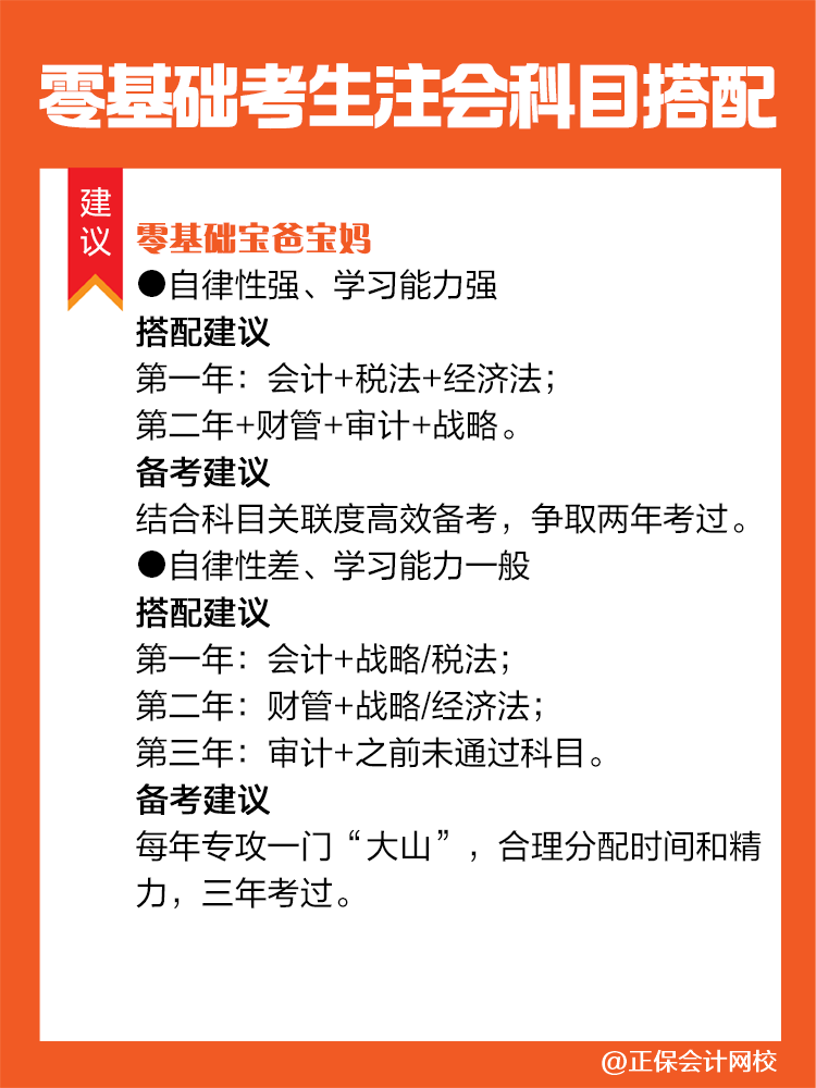 不同情況的零基礎(chǔ)考生備考注會建議這樣進(jìn)行科目搭配！