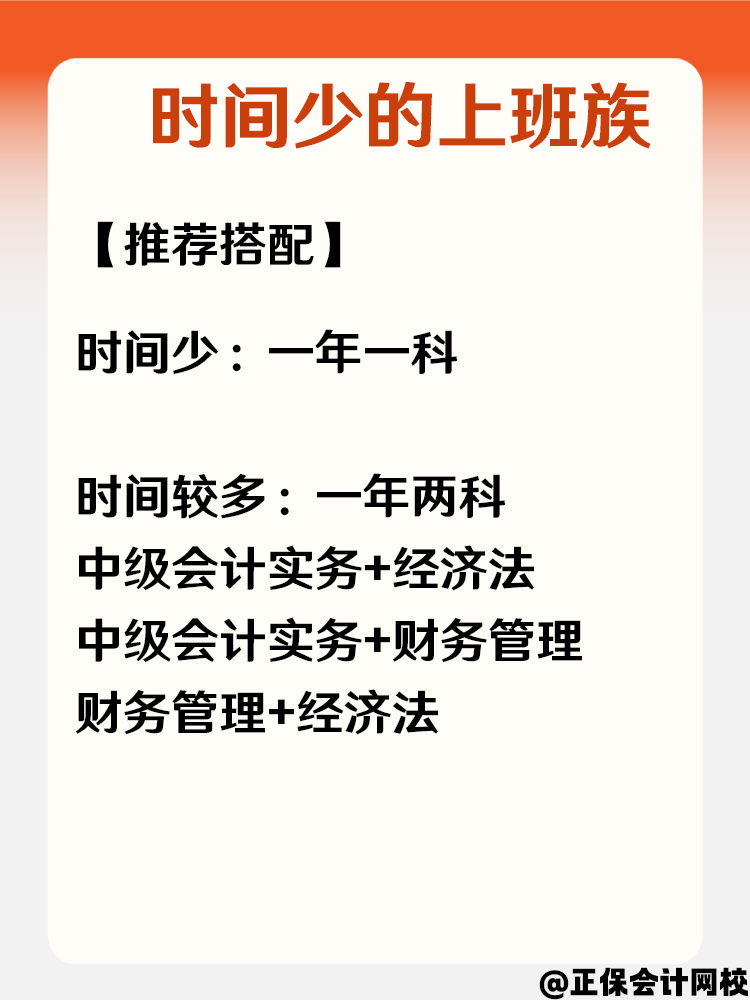 中級會計不同基礎考生 如何搭配科目？