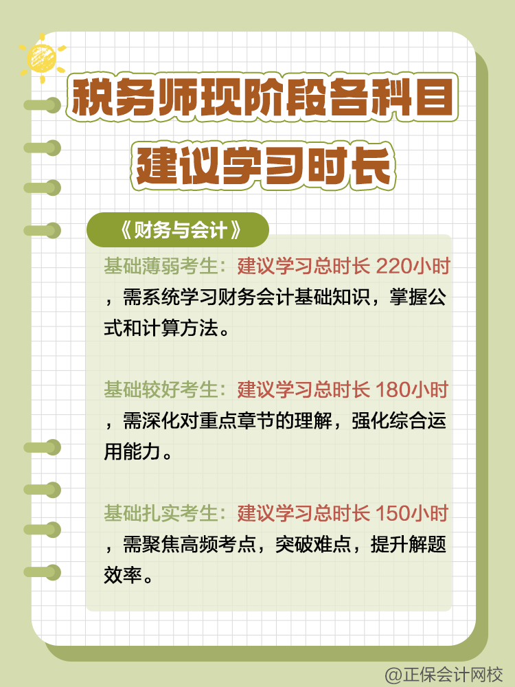 稅務(wù)師現(xiàn)階段各科目建議學習時長