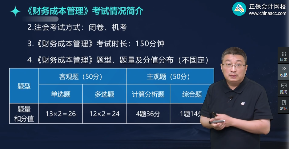 李斌老師解讀：注會(huì)財(cái)務(wù)成本管理題型、題量分值及試題特點(diǎn)