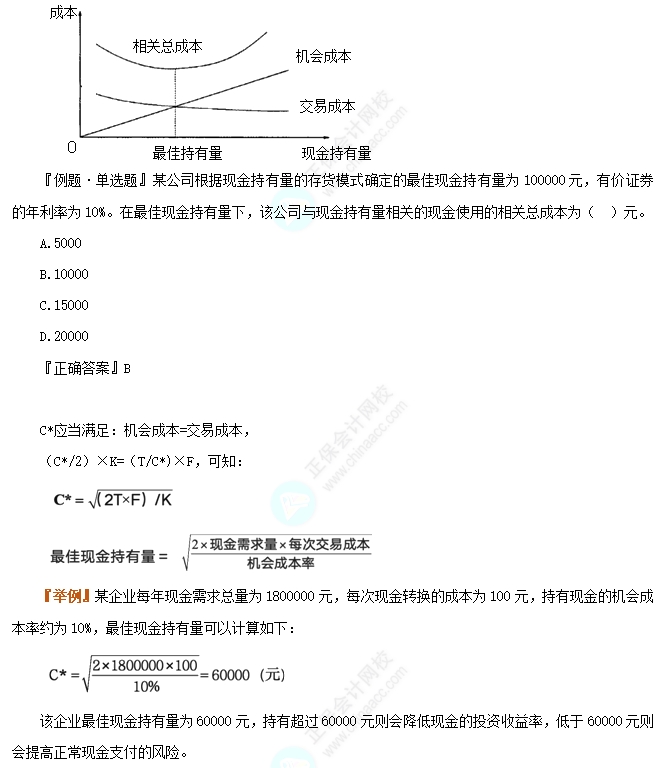 目標(biāo)現(xiàn)金余額的確定—存貨模型1