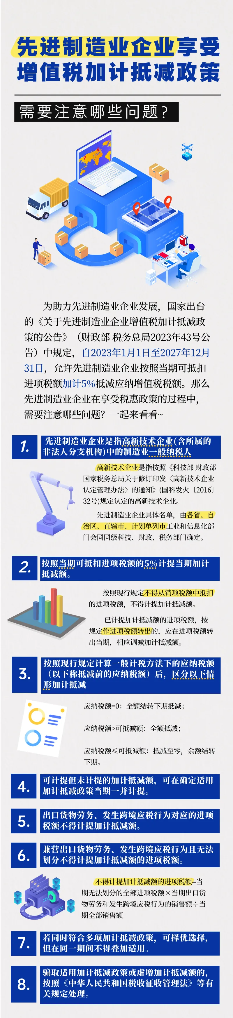 先進(jìn)制造業(yè)企業(yè)享受增值稅加計(jì)抵減政策，需要注意哪些問題？