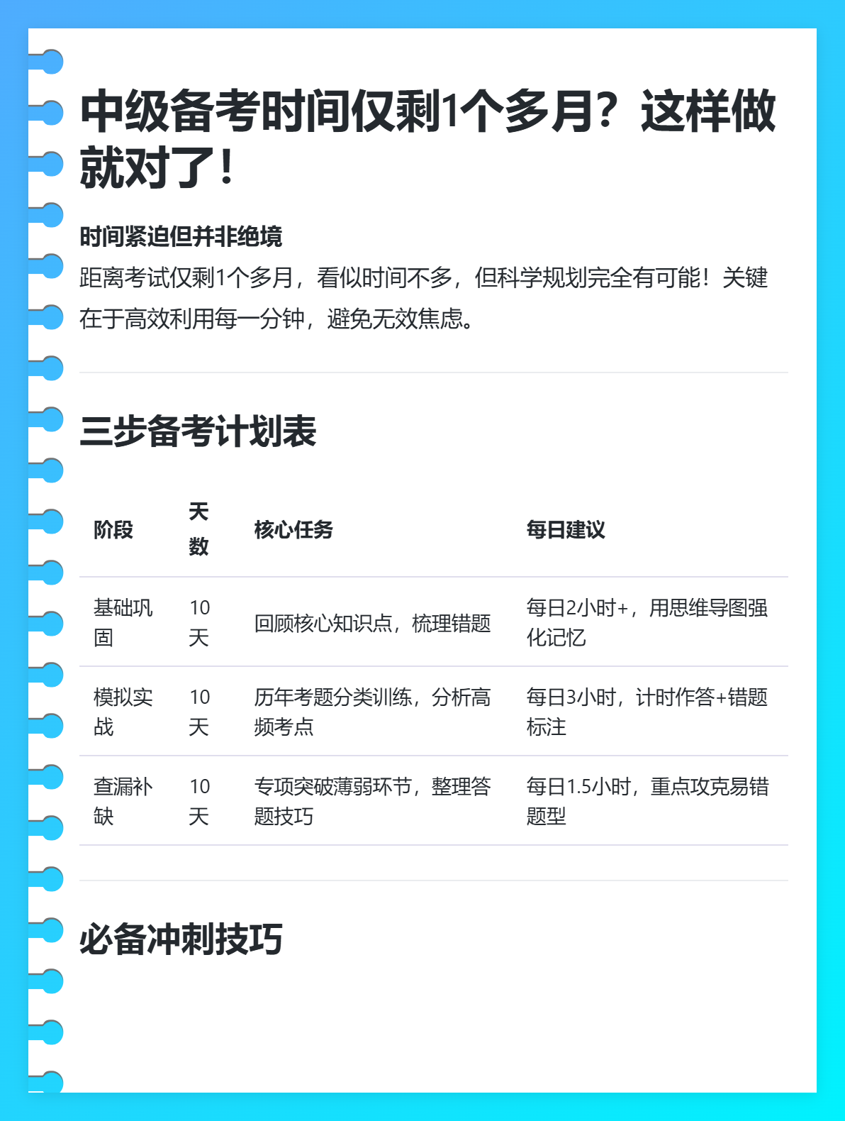 中級備考時間僅剩1個多月？這樣做就對了！