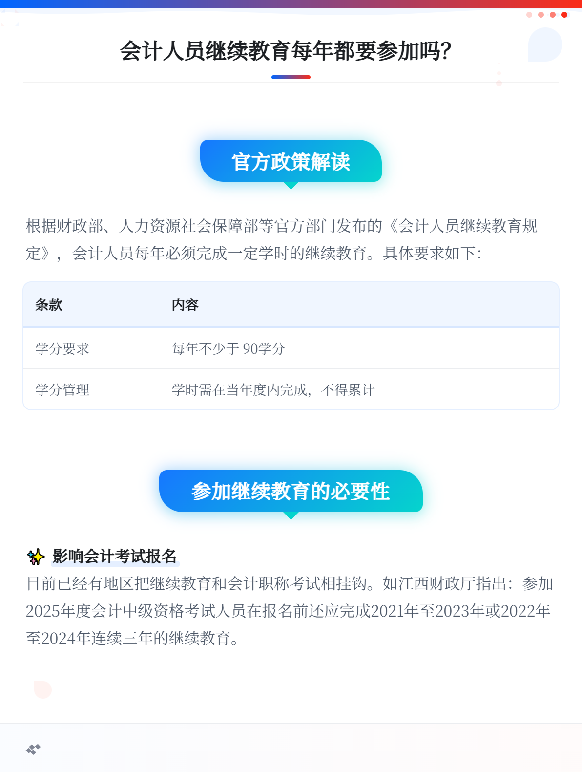 會計人員繼續(xù)教育每年都要參加嗎？1