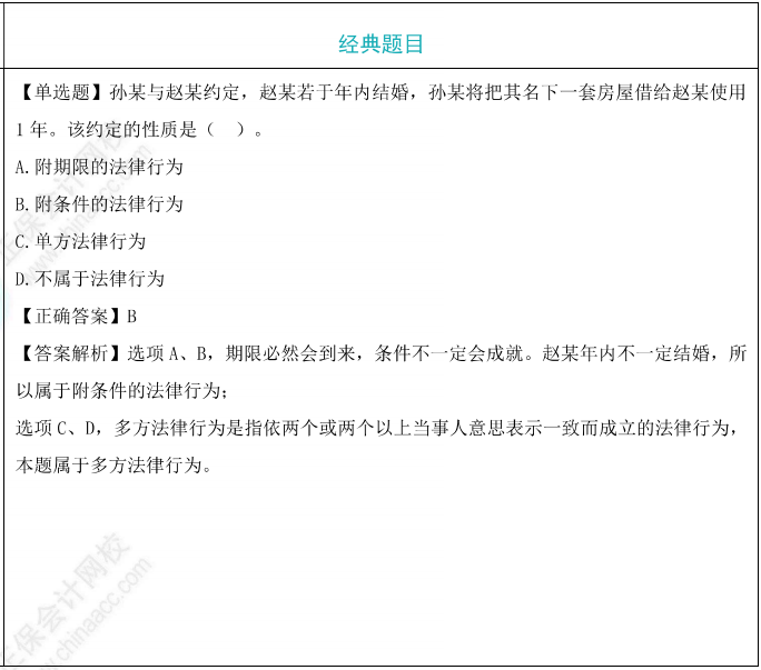 附條件和附期限的法律行為題目