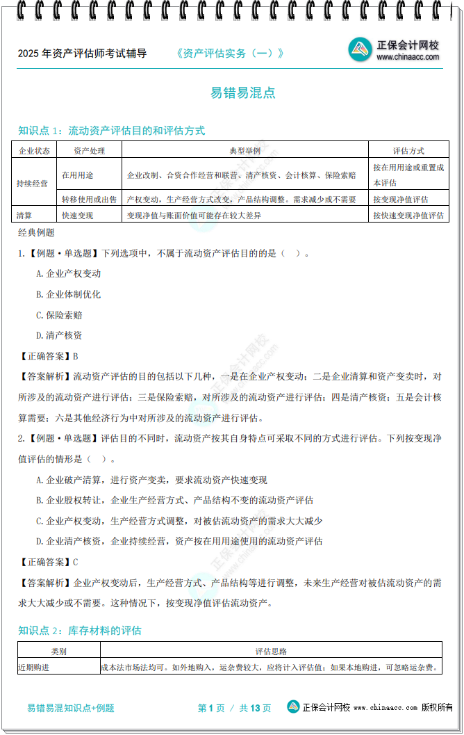 資產(chǎn)評估實務（一）